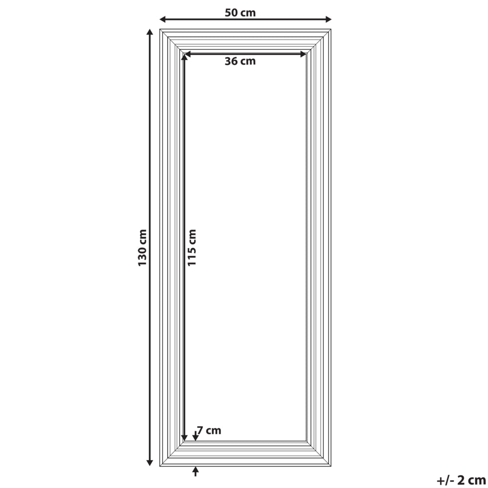 Specchio da Parete Beige con Argento 50 x 130 cm Verticale Soggiorno Camera da Letto Comò Finitura Gesso