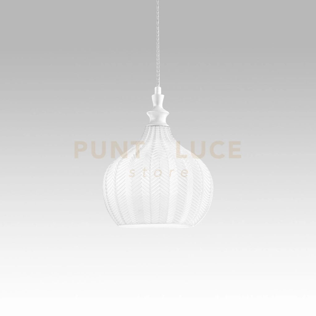 CLEOFE S/11 -  LAMPADARIO SOSPESO 1 LUCE ATTACCO E27 IN VETRO COLORE BIANCO D.23CM