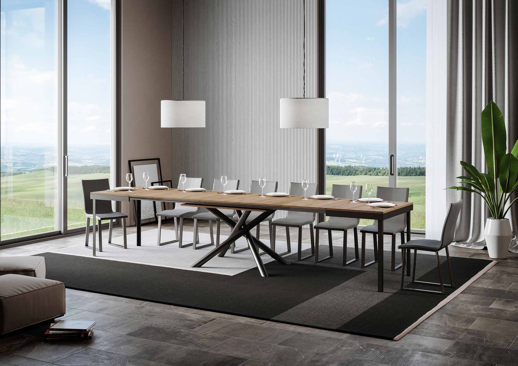 Tavolo Allungabile 120-380x90x77 cm Famas Evolution Quercia Naturale