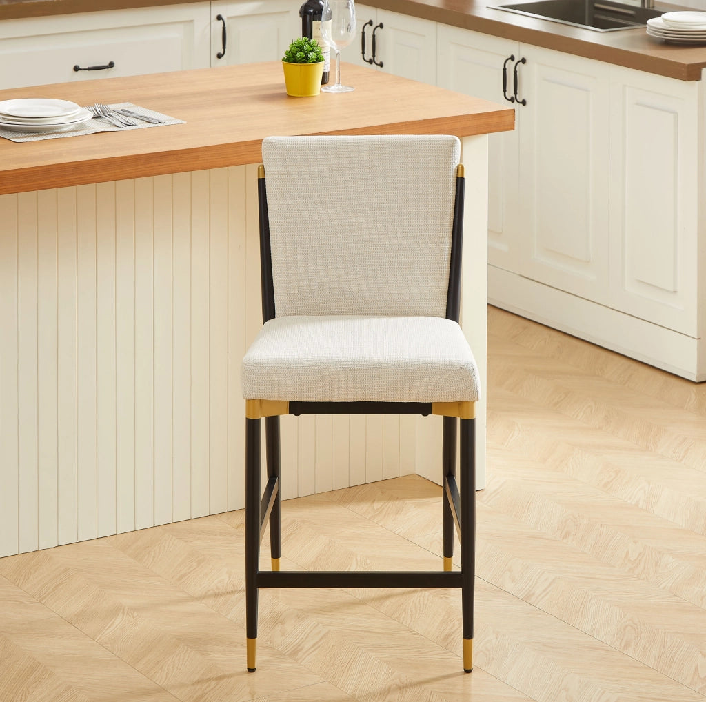 Set di 2 sgabelli da bancone scandinavi beige e nero-oro
