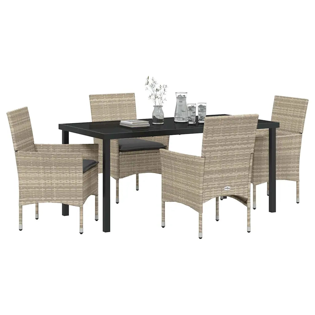Set da Pranzo per Giardino 5 pcs Grigio chiaro polyrattan