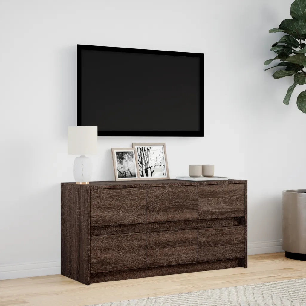 Mobile Porta TV con LED Rovere Marrone 100x34x50 cm Truciolato