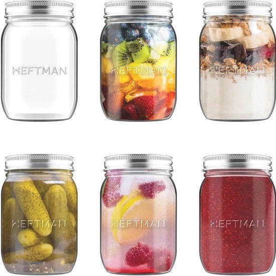 Set di 6 Boccali Inerti con Tappo - 500 ml - Ideali per la Conservazione di Marmellate e Alimenti