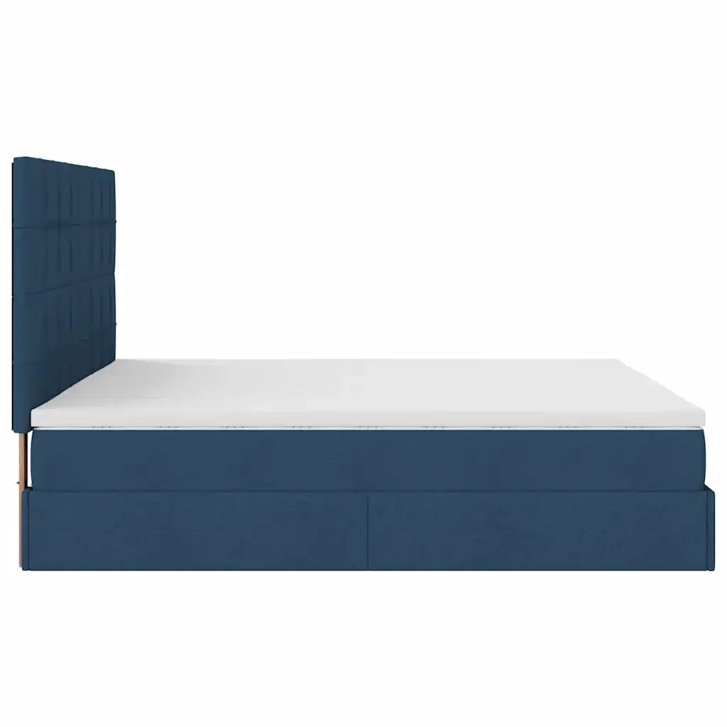 Struttura Letto Pouf con Materasso Blu 180x200cm in Tessuto 3313181