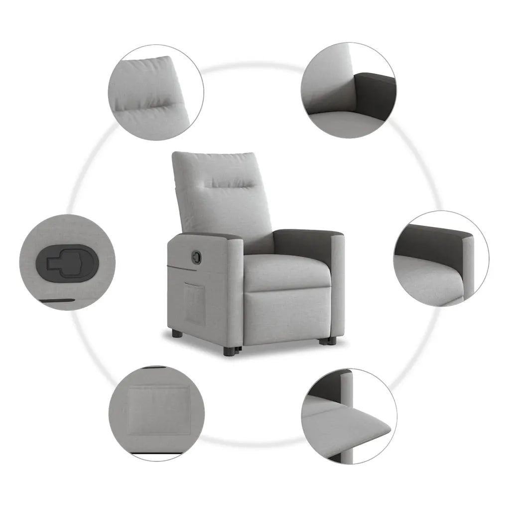 Poltrona Alzapersona Reclinabile Grigio Nuvola in Tessuto 3324051