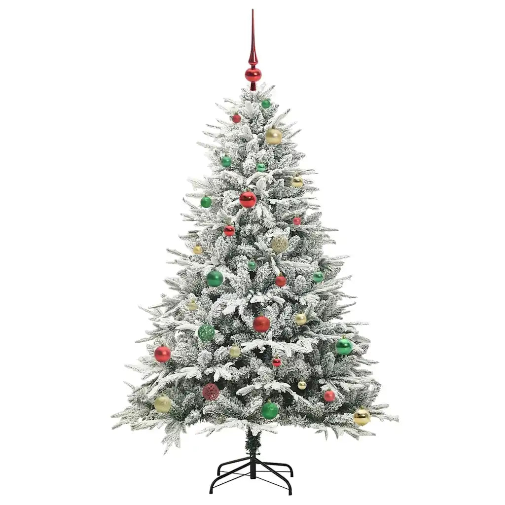 Albero di Natale Artificiale Pre-illuminato con Set di Palline