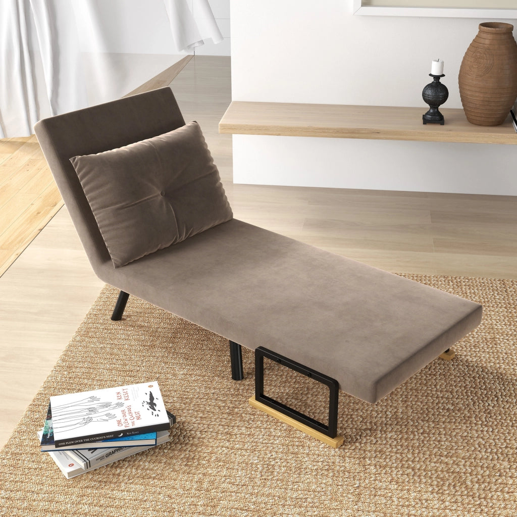 Poltrona Letto Imbottita con Schienale Reclinabile ¨C Zephmum ¨C Grigio 63x73x81 cm