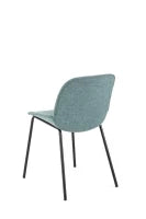 E-STYLO Sedia da pranzo in tessuto acquamarina e gambe in metallo nero, 57cm X 46cm H. 80cm.