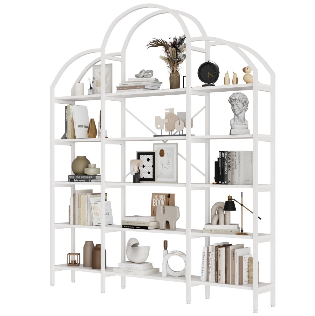 Scaffale a 5 ripiani in MDF e metallo bianco 170x26x190 cm