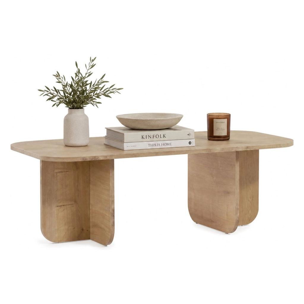 Nomeva, Tavolino da Salotto Forma Rettangolare, 120x60x41h cm Marrone Rovere Chiaro