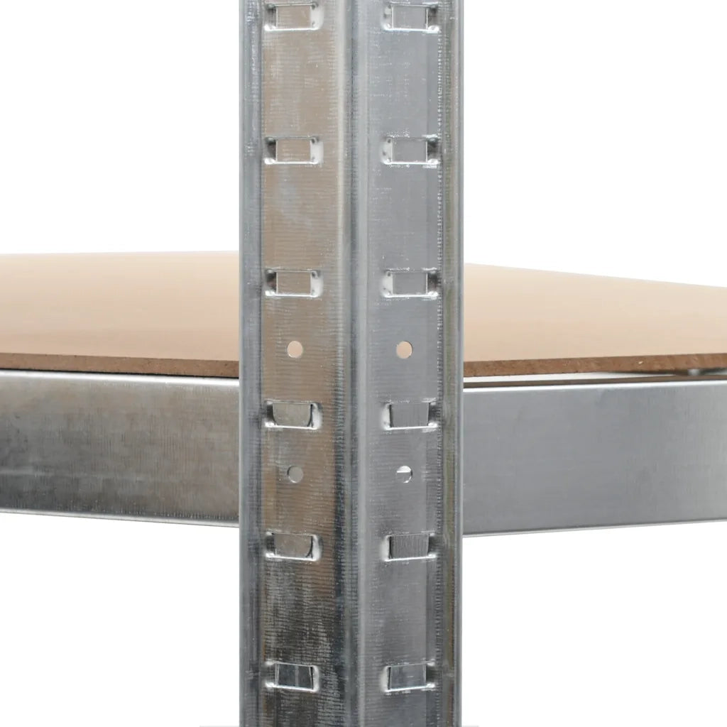 Scaffale Angolare 5 Ripiani Argento Acciaio e Legno Multistrato CFW7473576