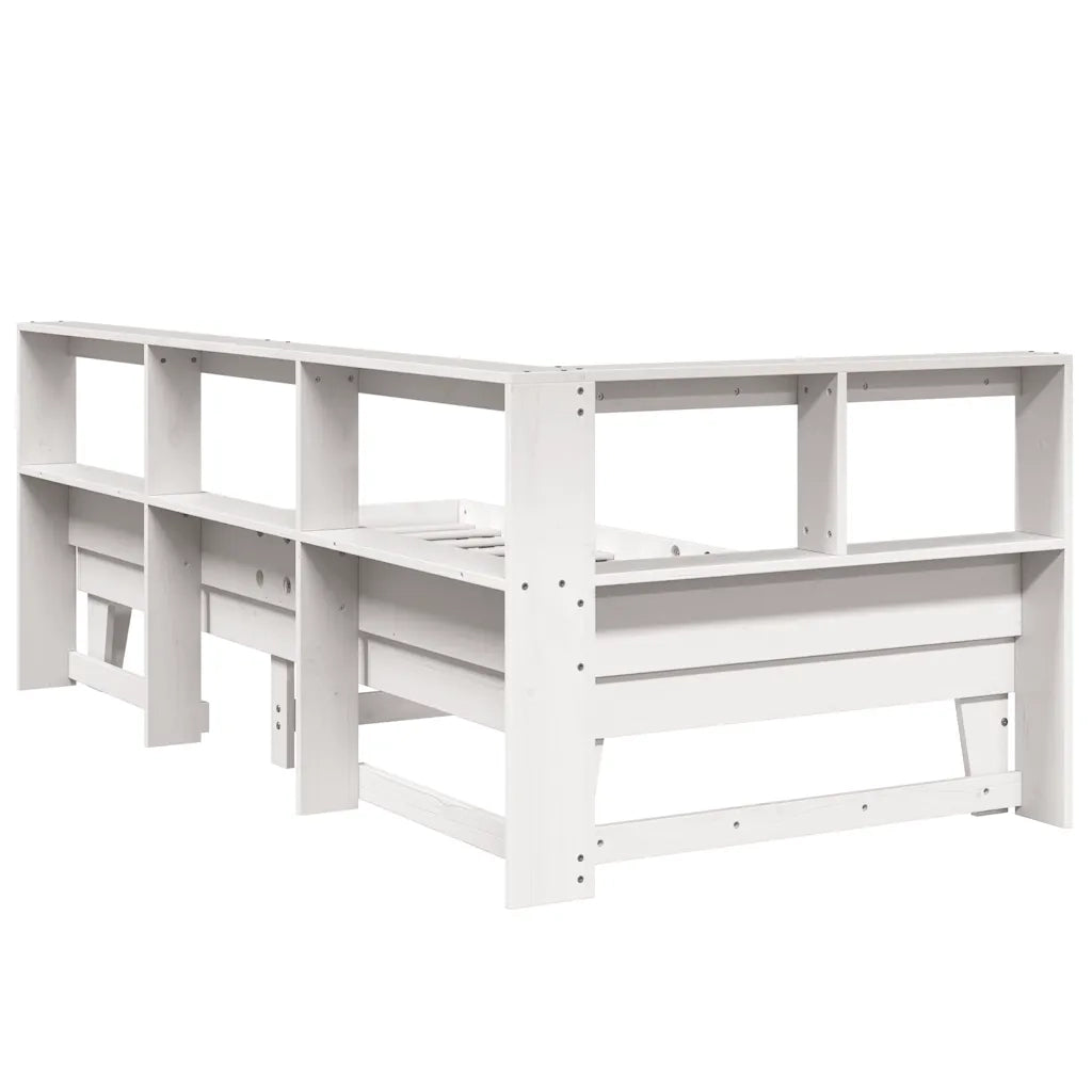 Letto con Libreria senza Materasso-Struttura Letto con contenitore 75x190 cm in Legno Pino 191370