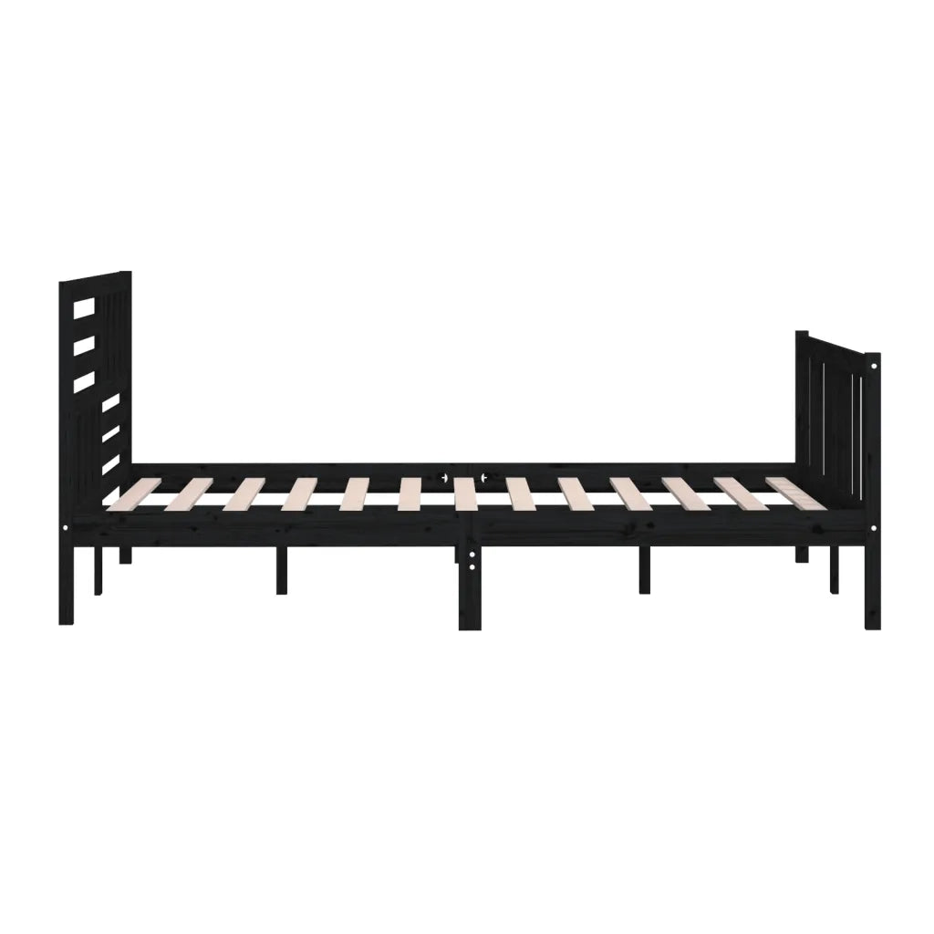 Giroletto-Struttura Letto Nero in Legno Massello 200x200 cm 863499