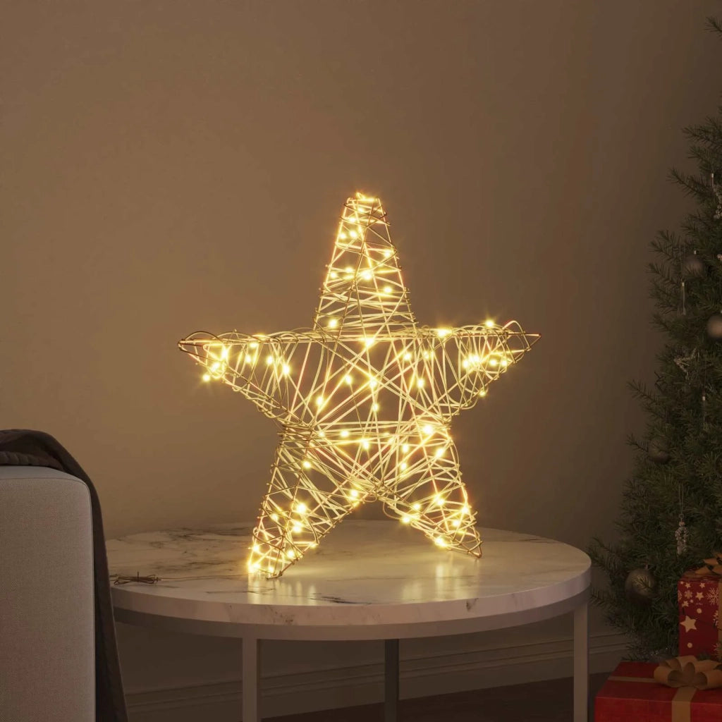 Stella 3D con 50 LED Bianco caldo 55 x 52.5 x 9 cm Rattan 42019104