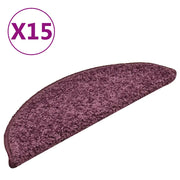 Tappetini per scale 15 pz 56x17x3 cm Viola scuro semicircolari 322384