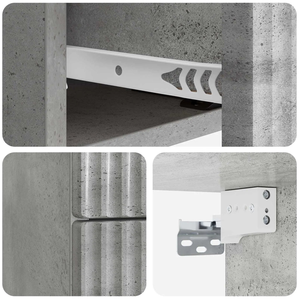 Comodino | Armadio da Notte | Mobiletto da notte a muro Grigio Cemento 33 x 34,5 x 40 cm