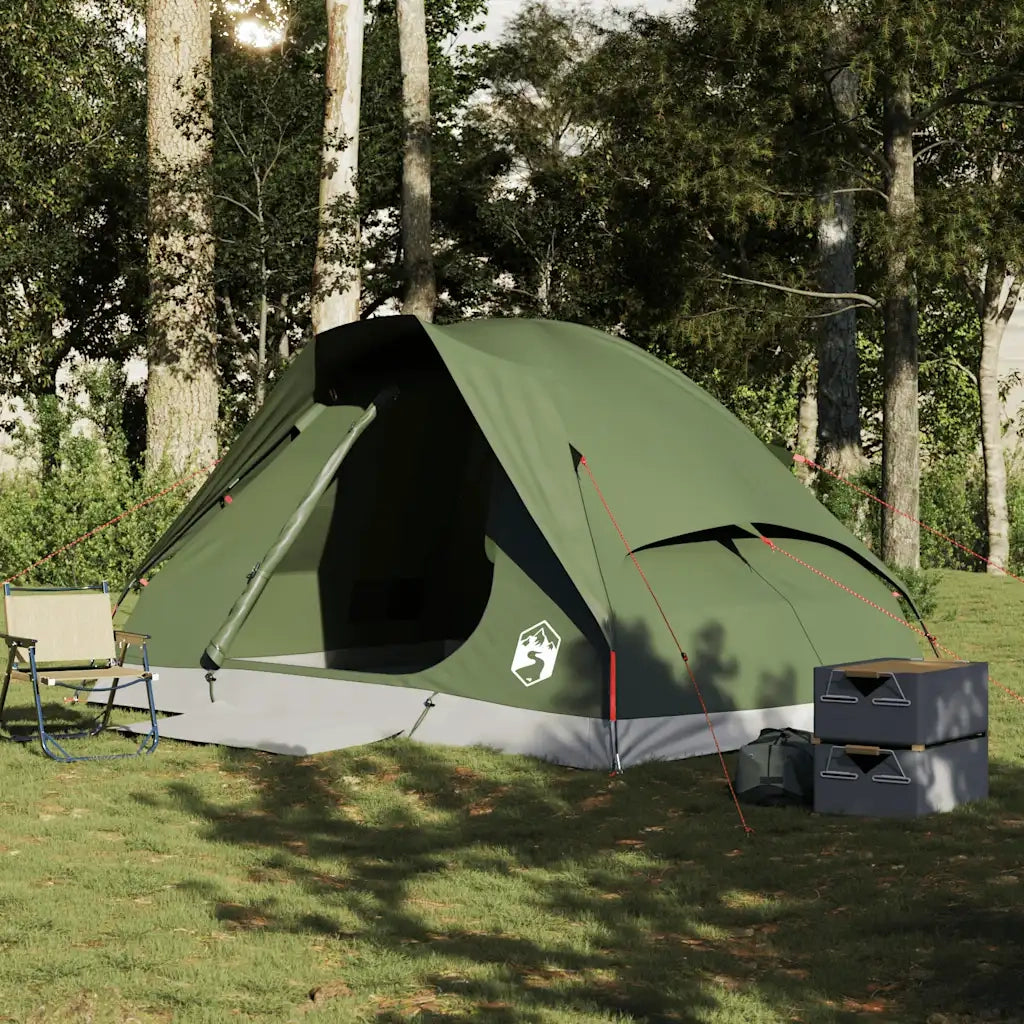 Tenda da Campeggio a Cupola 4 Persone-Tenda per Escursionismo Verde Oliva Impermeabile 936855