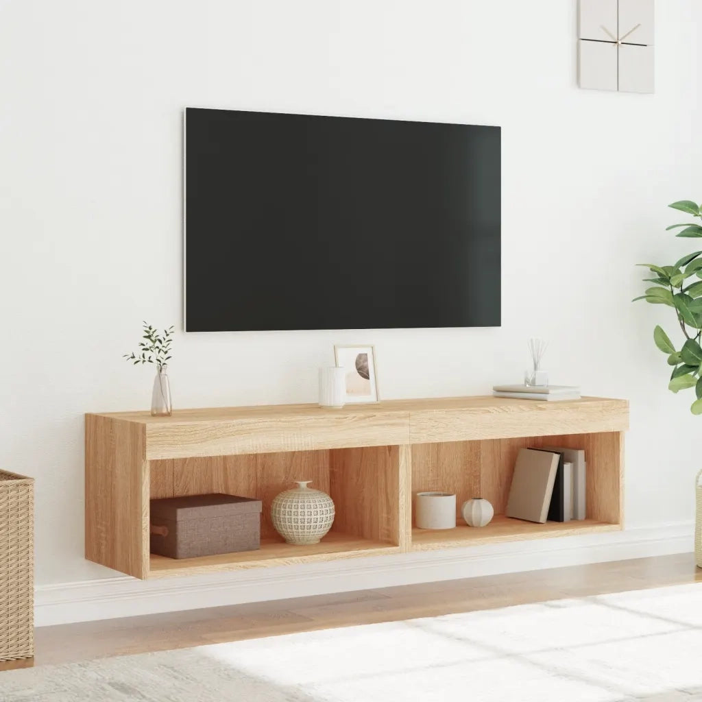 Mobili TV con Luci LED 2pz Rovere Sonoma 60x30x30 cm 837132
