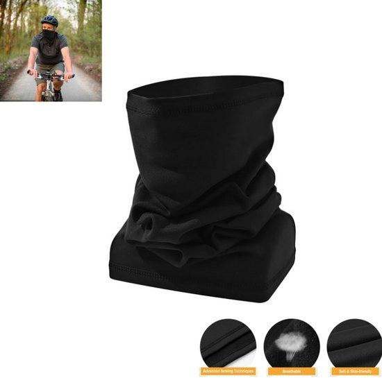 Sfollaglia - maschera respiratoria - cappuccio per la testa - adatto per outdoor, motorrad, corsa, bicicletta - tubo elastico - calotta calda - impermeabile al vento (nero)