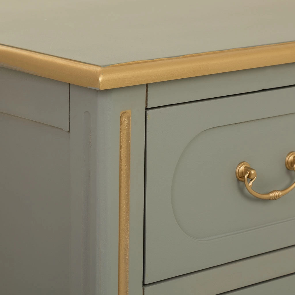 Cassettiera in legno con 3 cassetti verdi, 90x42x76h cm