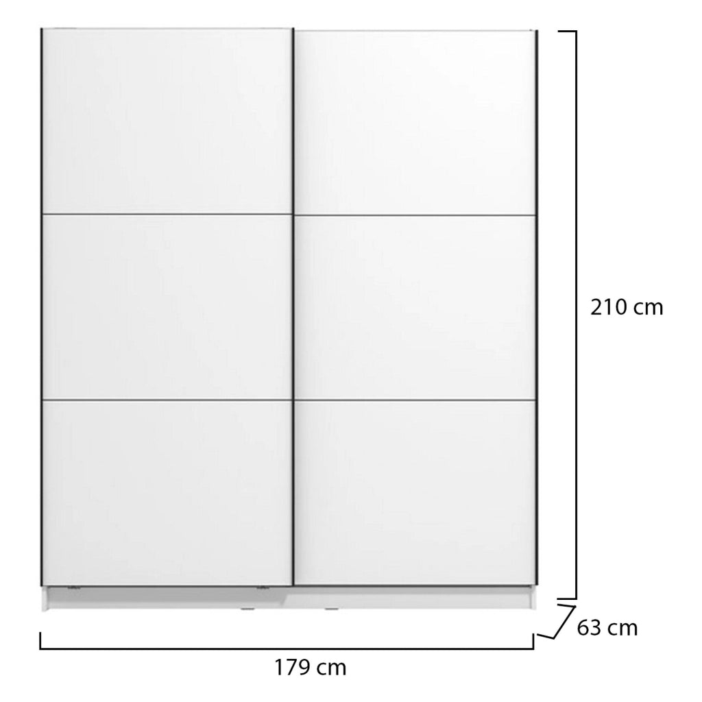 Armadio Camera da Letto Cerchio, Guardaroba Grande Appendiabiti, 179x210h cm Bianco Opaco