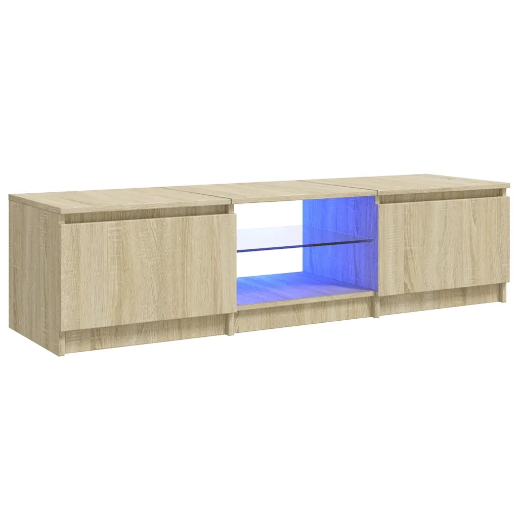 Mobile Porta TV con Luci LED-Credenza TV Rovere Sonoma 140x40x36 cm