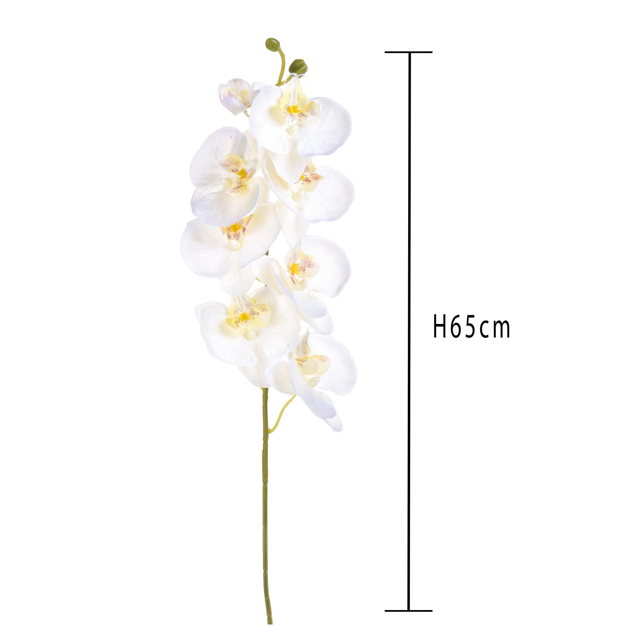 Set 8 Phalaenopsis Artificiali con 8 Fiori Altezza 65 cm Bianco