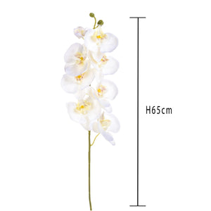 Set 8 Phalaenopsis Artificiali con 8 Fiori Altezza 65 cm Bianco