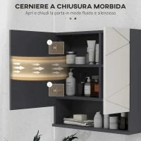 kleankin Armadietto con Specchiera Bagno a 2 Ante e Mensole Regolabili in Legno, 55x17x55cm, Grigio