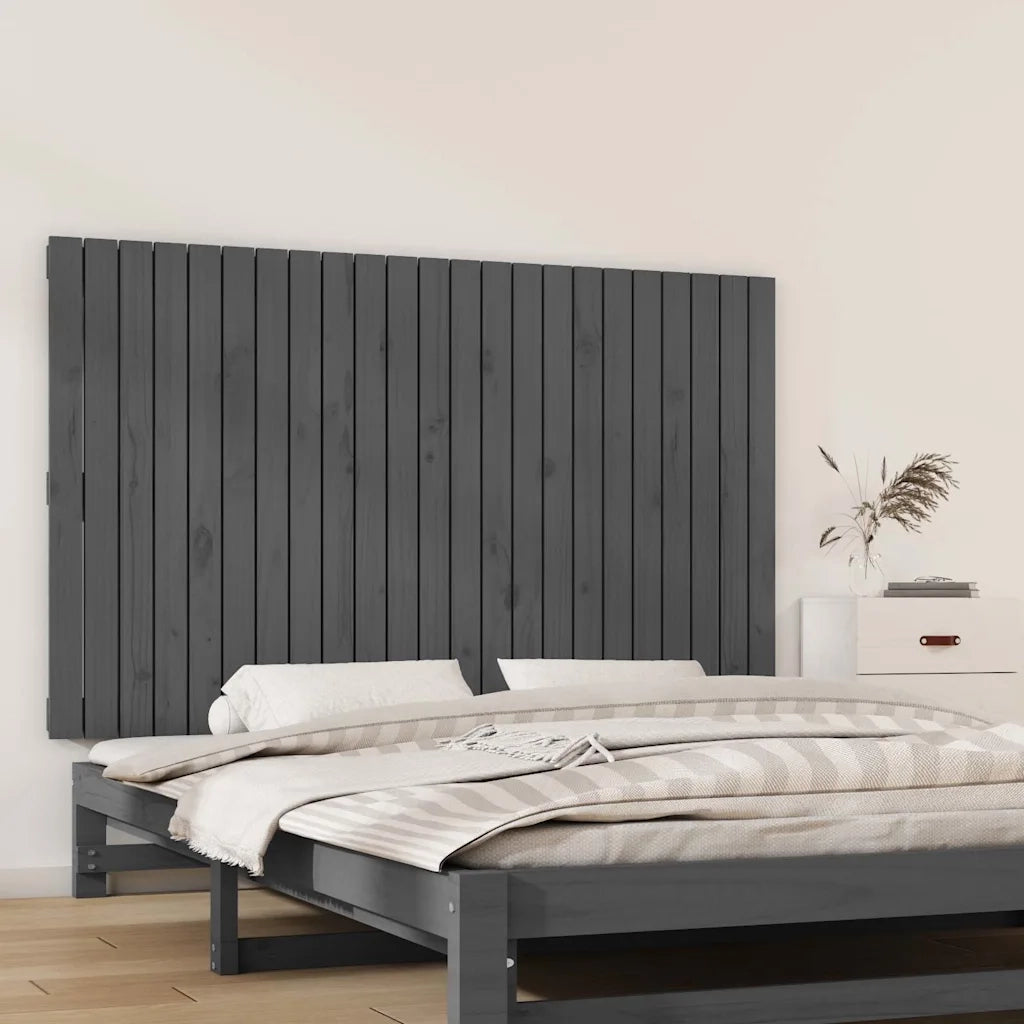 Testiera | Testata da Parete Grigia 147x3x90 cm in Legno Massello di Pino
