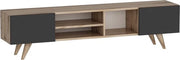 Cassa TV in Ebeno e Nero - Dimensioni 160x31x40 cm - Spigolo a Listello e Plastica - Design Moderno
