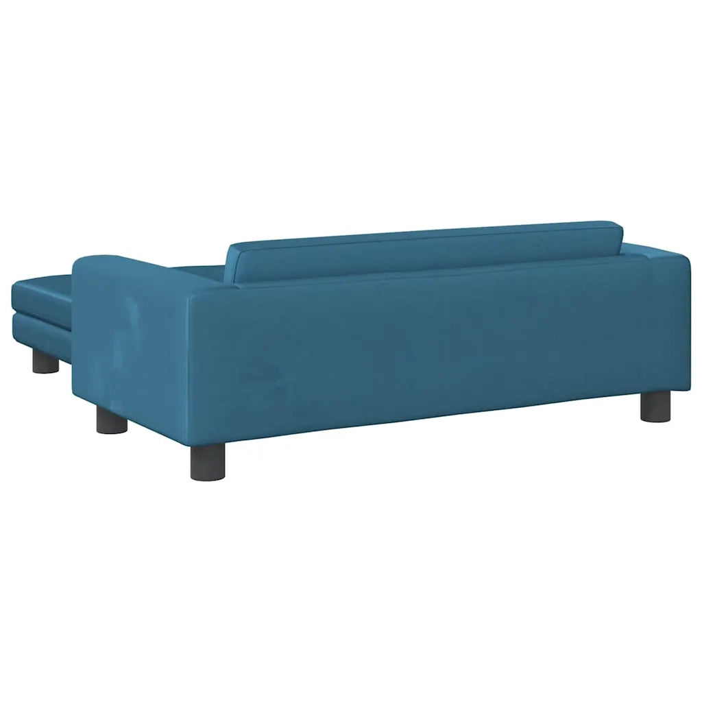Divano per Bambini con Poggiapiedi-Sofa-Divanetto Blu 100x50x30 cm in Velluto