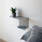 Set di Notti da Camera in Legno 2 pezzi | 40 x 20 cm | Completo per Letto | Tavolo da Notte Galleggiante | Notti da Camera Sottili | Tavolo da Cassetta per Aree di Entrata Moderne | Design Industriale (Grigio)