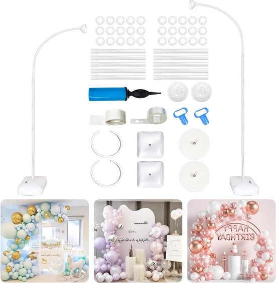 Supporto per Arcobaleno Rialzabile 2.2m con Pedana - Set di Arcobaleno Flessibile per Festa Matrimonio - Bianco