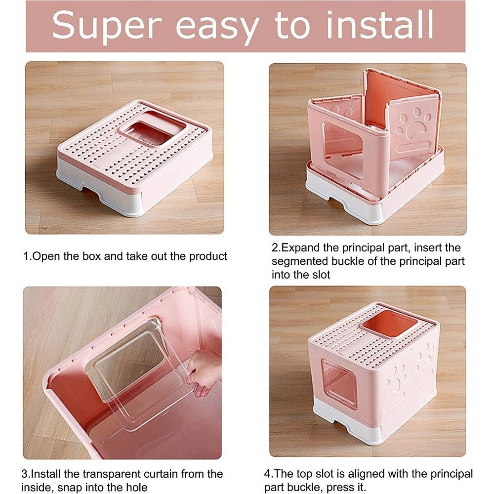 Trade Shop - Lettiera Per Gatti Con Ingresso Dall'alto Coperchio Toilette Paletta In Plastica -