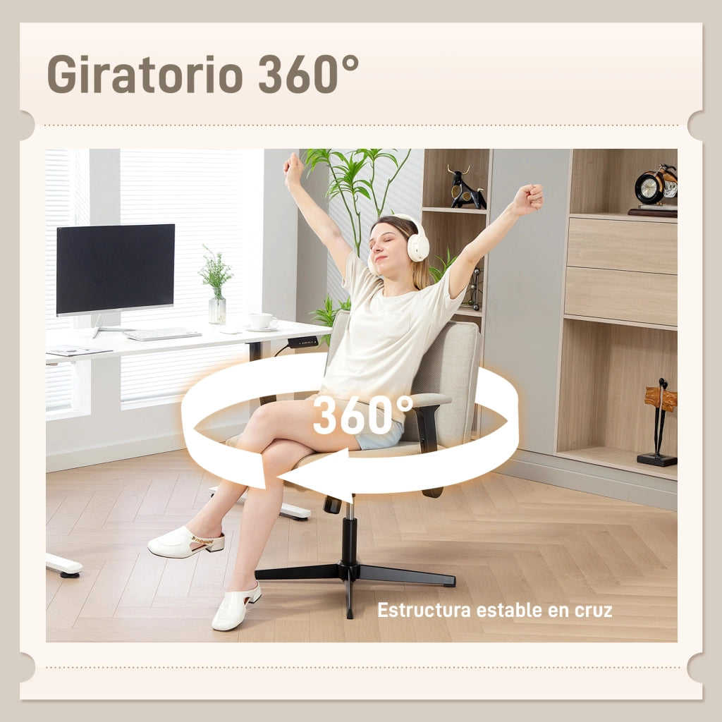 Sedia da ufficio con braccioli e schienale ¨C zephmum ¨C crema 50x50x120