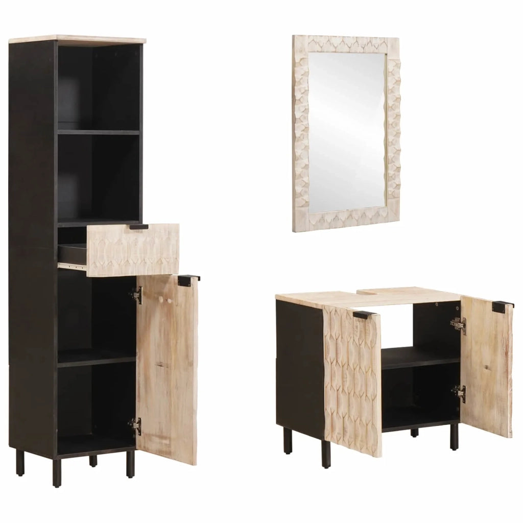 Set da Bagno con cassetto 3 pcs Finitura Bianco Lavato