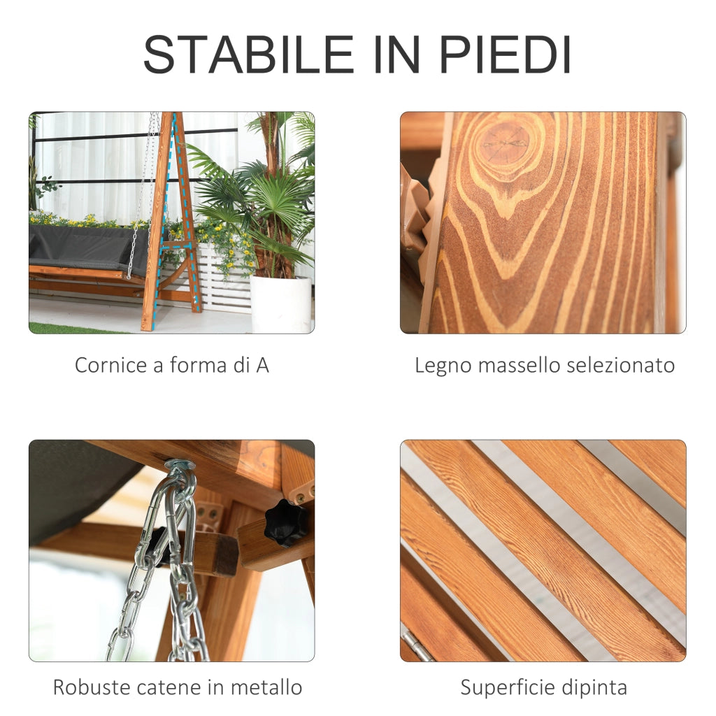 Letto da Giardino 3 Posti Convertibile Matrimoniale ¨C zephmum ¨C 225.5x113x180cm
