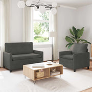 Set di divani 2 pcs Grigio Scuro Tessuto