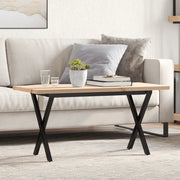 Tavolino Salotto Telaio a X 100x50x45,5 cm Legno Pino e Acciaio