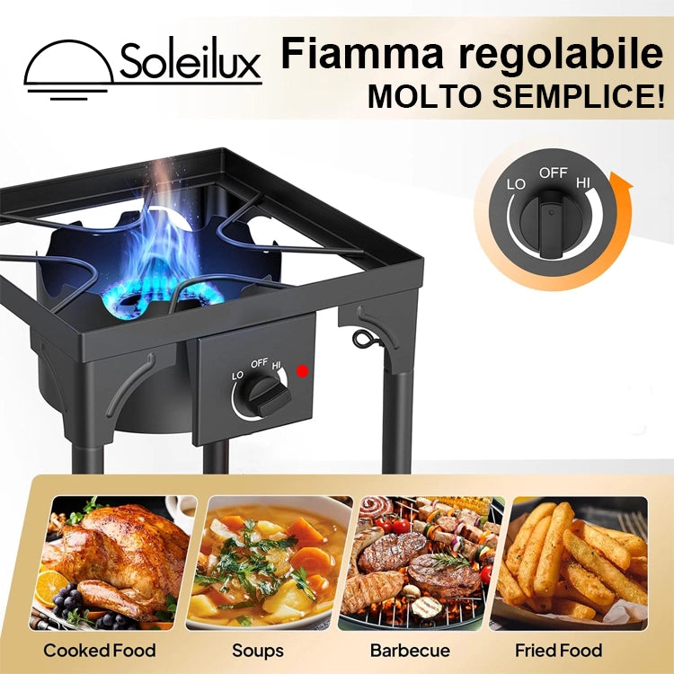SOLEILUX Fornellone 3 IN 1 Rialzato Da Esterno Gpl Con Accensione Piezo 40x40cm H 81cm