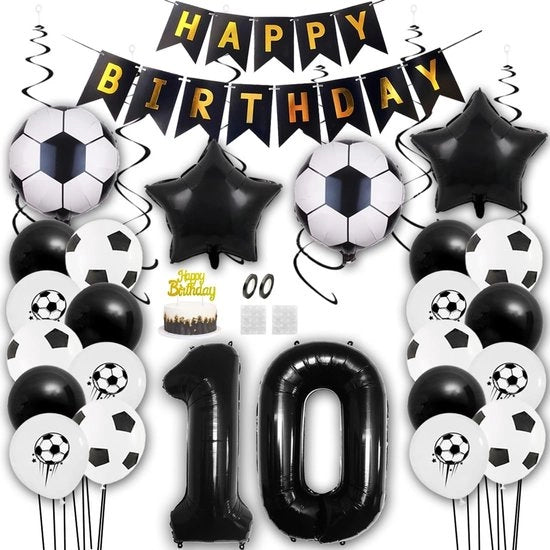 Decorazioni per Festa di Compleanno - Ballooni di Latex - Bandiera di Compleanno - Decorazioni per Torta - Decorazioni per Festa di Calcio - Decorazioni per Festa di Compleanno con Tema Calcio
