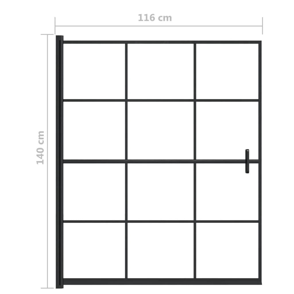 Box doccia parete divisoria per vasca parete divisoria per doccia box doccia per vasca accessorio per il bagno arredamento per la casa ESG 116 x 140 cm nero 02_0002021