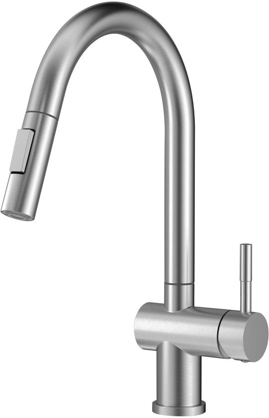 Kraan da cucina alta pressione, con 2 posizioni doccia scorrevole, miscelatore cucina 360° girevole, rubinetto da lavabo unico movimento, finitura liscia.