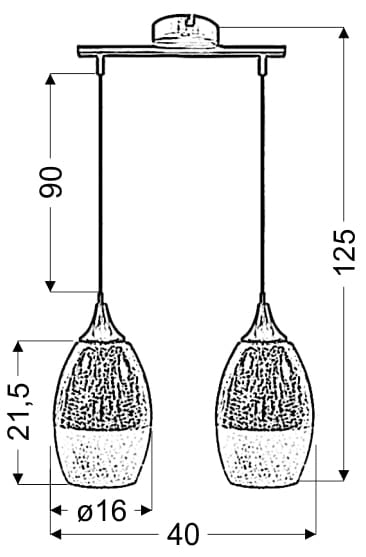 Candellux sospensione Celia vetro 2xE27 cromata 40 cm