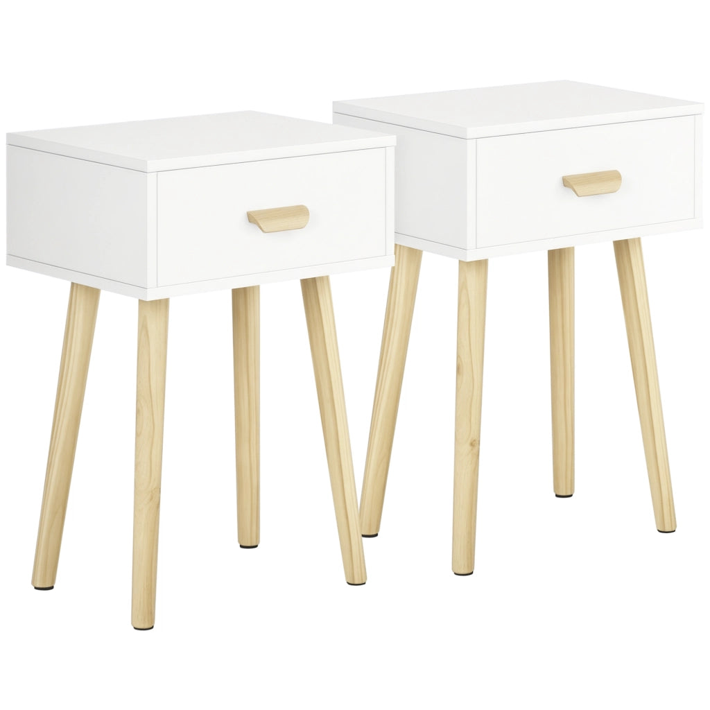 Comodino con Cassetto ¨C Zephmum ¨C Legno 40.5x30.5x60 cm Bianco