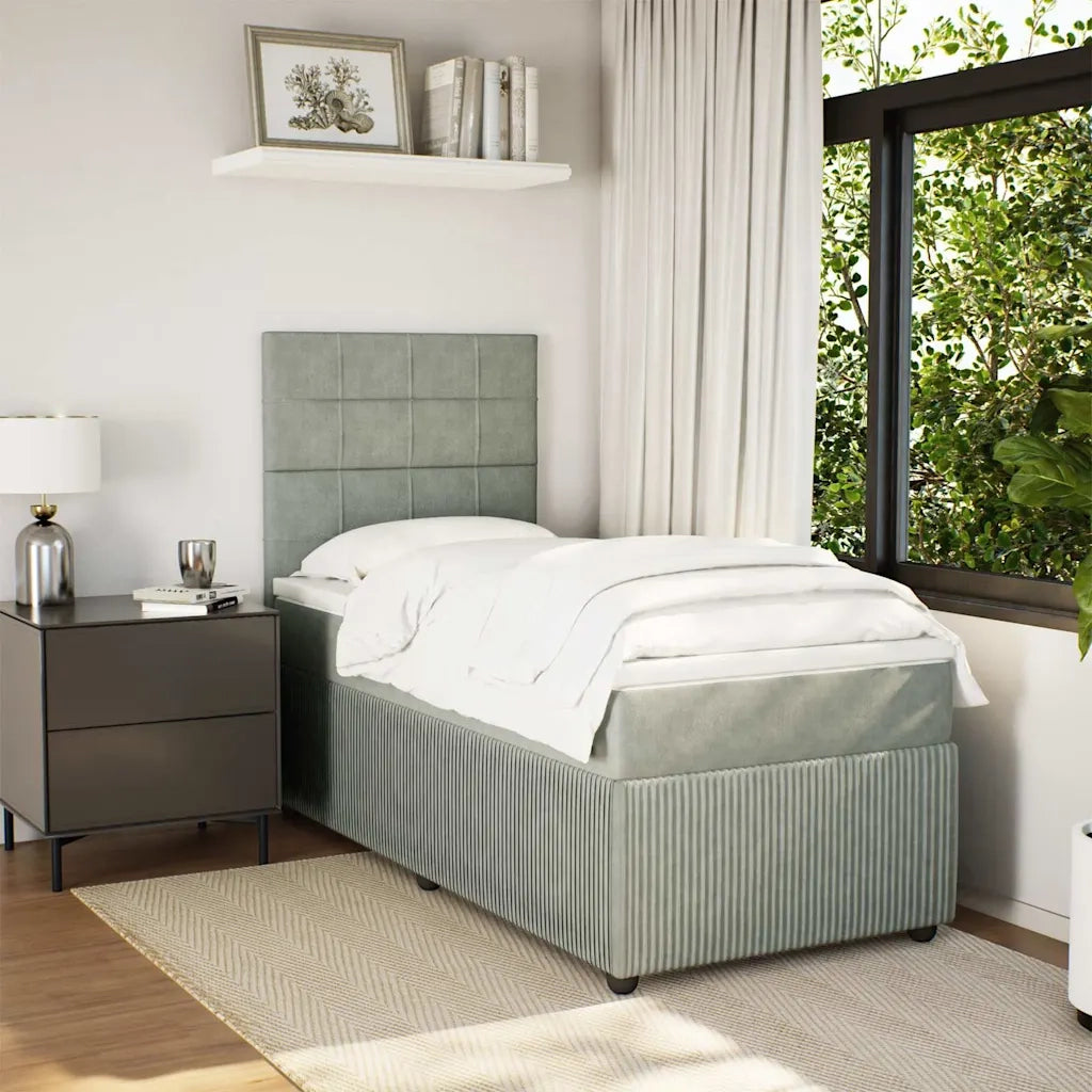 vidaXL Giroletto a Molle con Materasso Grigio Chiaro 90x200 cm Velluto