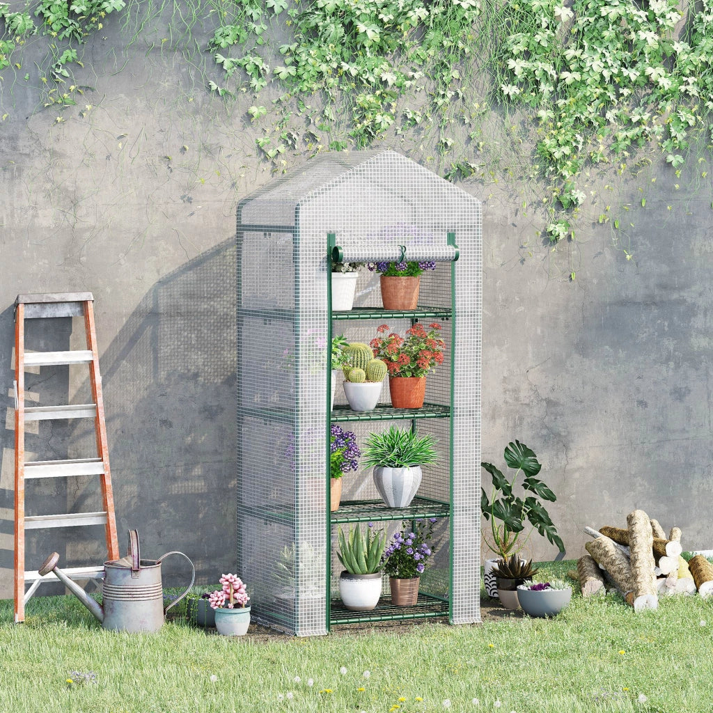 Serra da giardino in PE con ripiani 4 livelli ¨C zephmum ¨C bianco 70x50x160cm