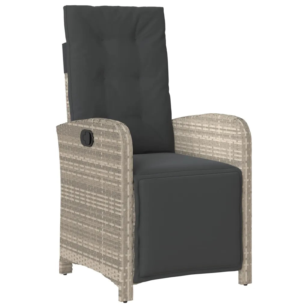 Set da Pranzo da Giardino 7 pz Cuscini Polyrattan Grigio Chiaro 3212426