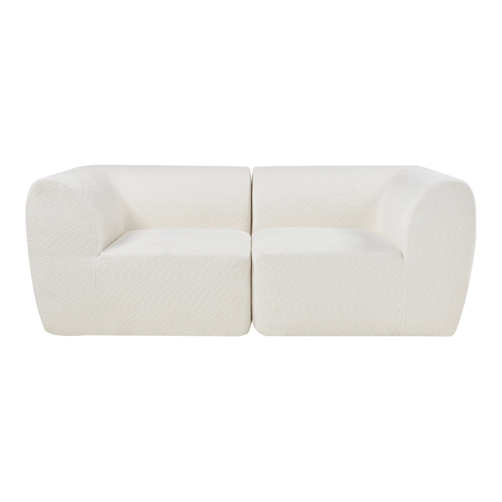 Divano Componibile a 2 Posti Divano Modulare 76x216x108 cm Serie Hurvas - Bianco Crema [en.casa]